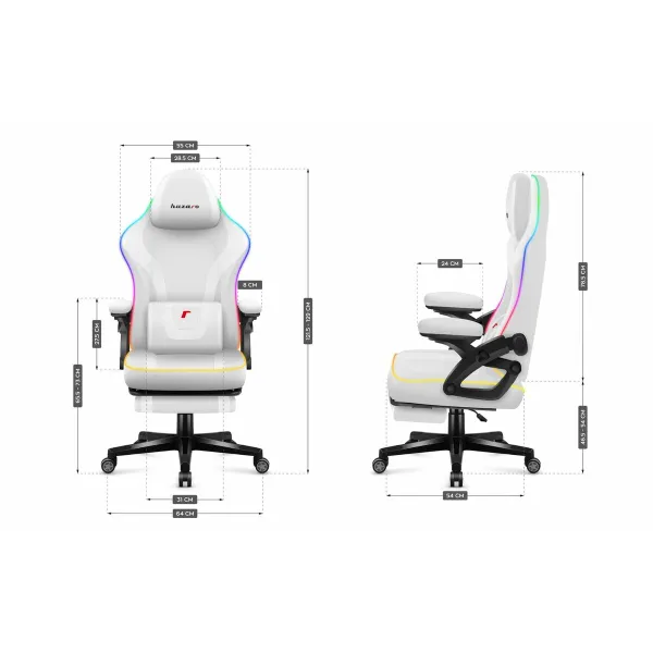 Žaidimų kėdė Huzaro HZ-FORCE 4.6 RGB WHITE MESH