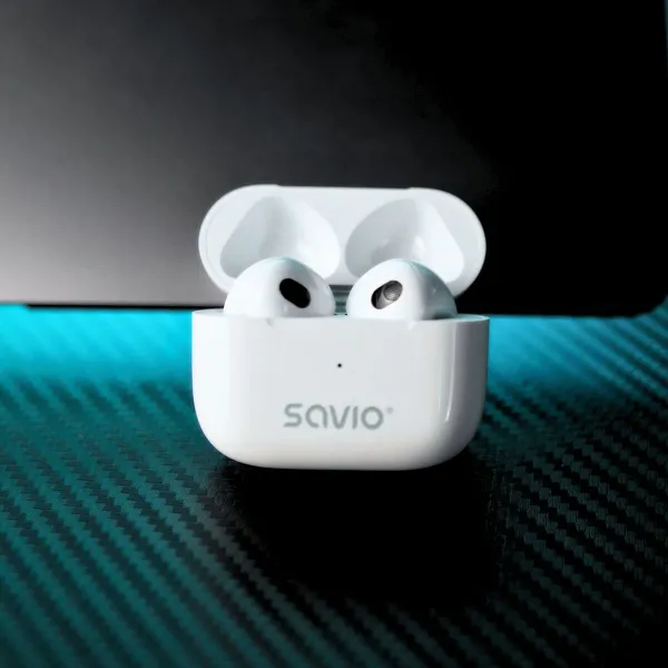 Belaidės ausinės Savio TWS-01PRO Balta