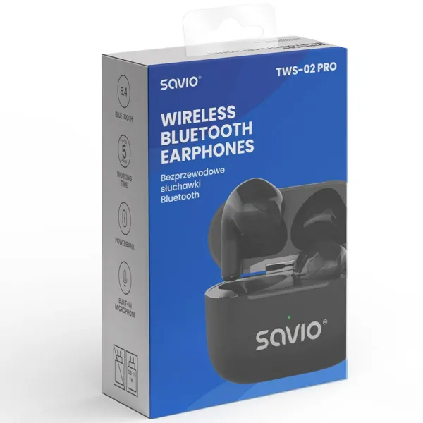Juhtmevabad Kõrvaklapid Savio TWS-02 PRO Must black