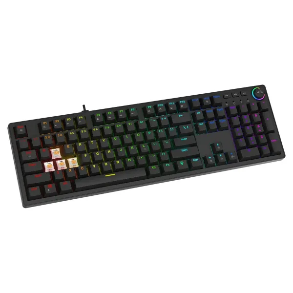 Klaviatūra Savio STYX PEACH SILENT Melns Daudzkrāsains QWERTY