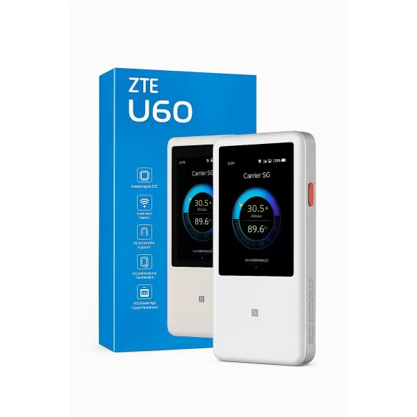 Maršrutizatorius ZTE U60 Balta Juoda 3G 4G 5G Wi-Fi 5 GHz Wi-Fi 6 GHz Wi-Fi 4