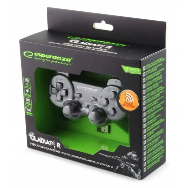 Bezvadu Datorspēļu kontrolieris Esperanza Gladiator GX600 USB 2.0 Balts Melns PC PlayStation 3