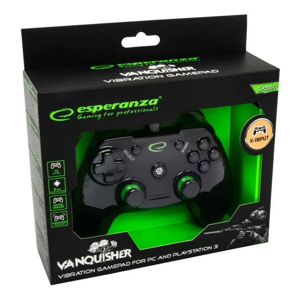 Žaidimų valdiklis Esperanza Vanquisher GX550 USB 2.0 Juoda PC PlayStation 3