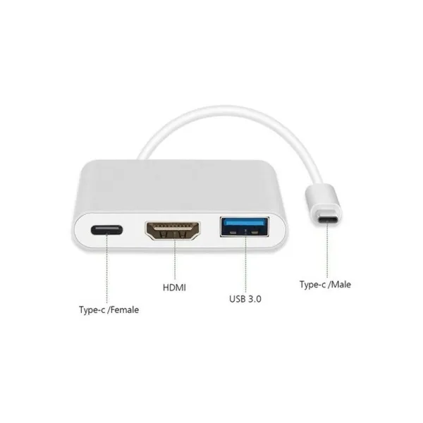 3-Port USB-C Hub MacLean MCTV-840 Sudrabains
