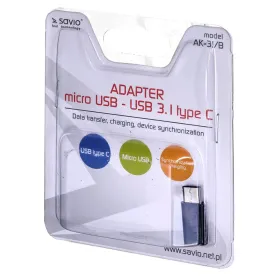 Адаптер Micro-USB—USB-C Savio AK-31 / B