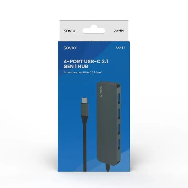 4-Port USB-C Hub Savio AK-54 Pelēks