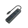 4 lizdų USB-C šakotuvas Savio AK-57 Ethernet (RJ-45) Pilka