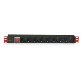 Сетевой фильтр 19" 8 Tomas Schuko с выключателем Techly I-CASE STRIP-81UD Чёрный Красный 3500 W (3 m)