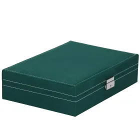 Rotaslietu lādīte Springos HA1043, 28x19,5x7 cm, zaļš samta organizators ar 17 nodalījumiem
