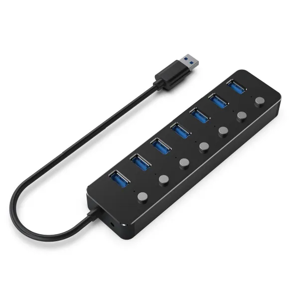 USB Centrmezgls GEMBIRD UHB-U3P7P-01 Melns