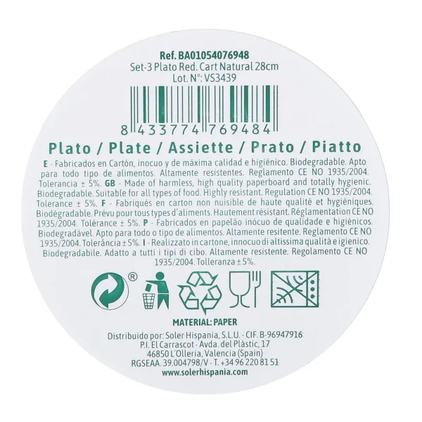 Plokštelių rinkinys Algon 28 cm 3 Dalys (24 vnt.)
