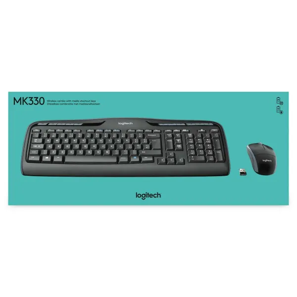 Klaviatuur ja Hiir Logitech Wireless Combo MK330 Must Qwerty US