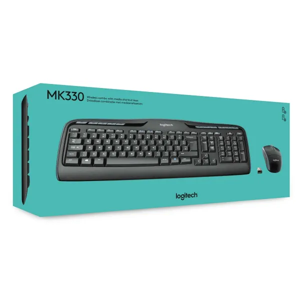 Klaviatuur ja Hiir Logitech Wireless Combo MK330 Must Qwerty US