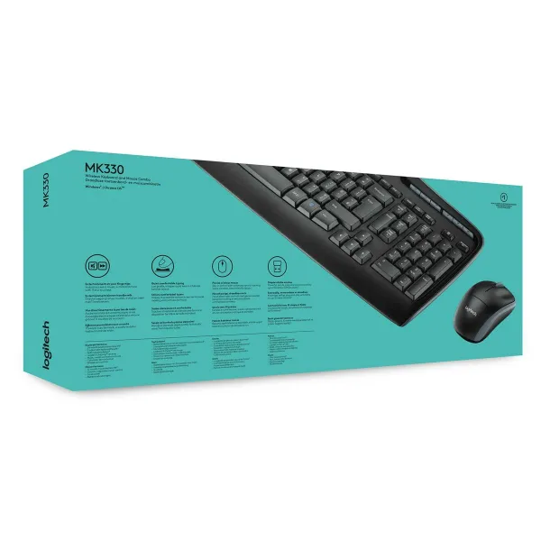 Klaviatuur ja Hiir Logitech Wireless Combo MK330 Must Qwerty US