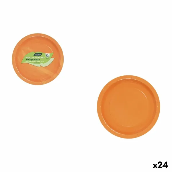 Plate set Algon Orange 20 cm 10 Pieces (24 Units)