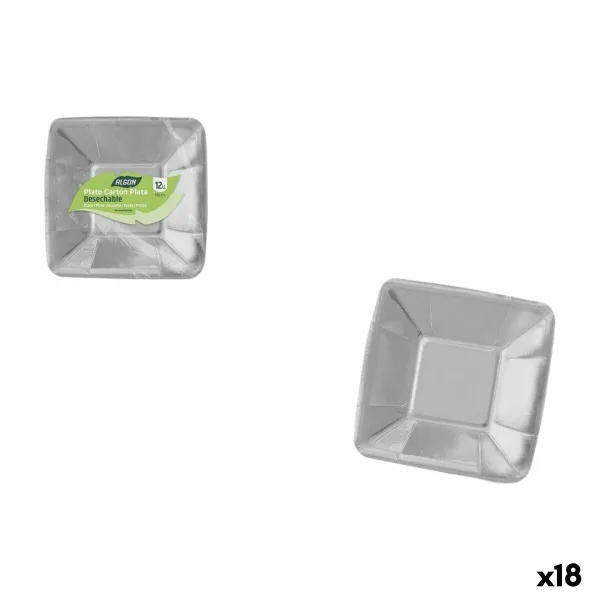 Plate set Algon Silver 18 cm 12 Pieces (18 Units)