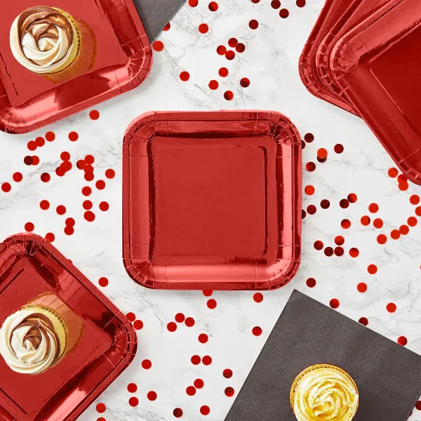 Plate set Algon Red 20 cm 10 Pieces (18 Units)
