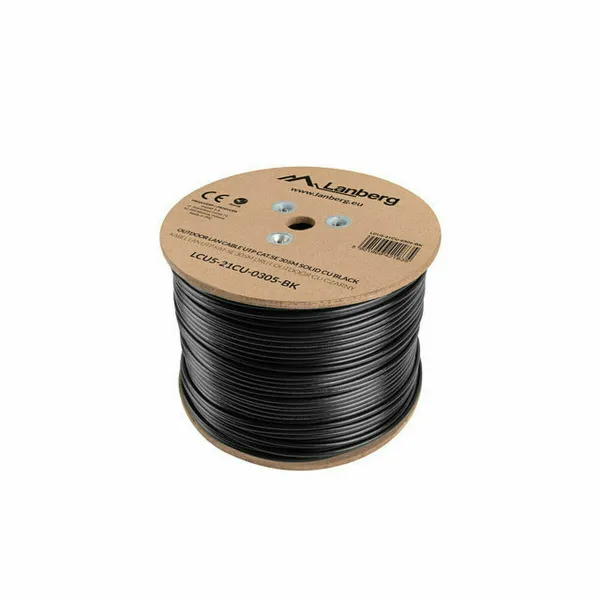 UTP 5e kategorijos kietas tinklo laidas Lanberg LCU5-21CU-0305-BK Juoda 305 m