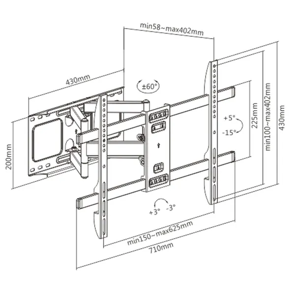 Seinaklamber GEMBIRD WM-80ST-02 37" 80"
