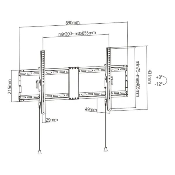 Seinaklamber GEMBIRD WM-90T-01 43" 90"