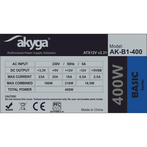 Strāvas padeve Akyga AK-B1-400 400 W ATX RoHS