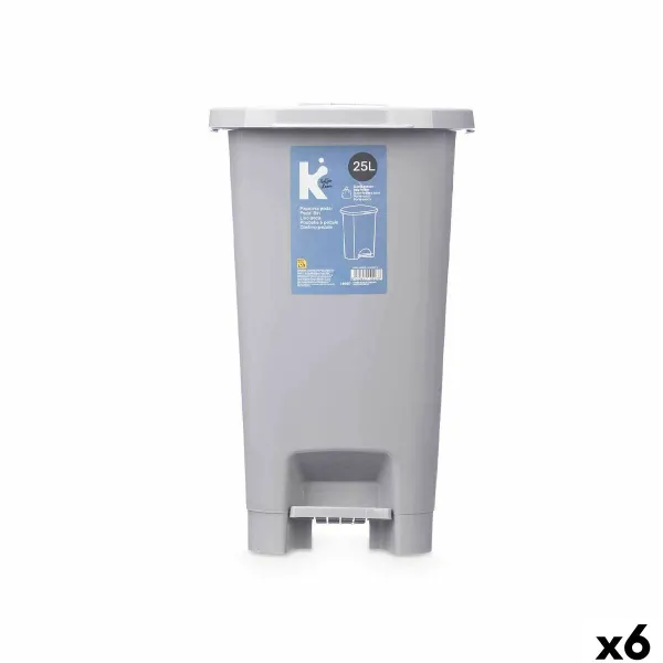 Pedal bin Grey Plastic 25 L (6 Units)