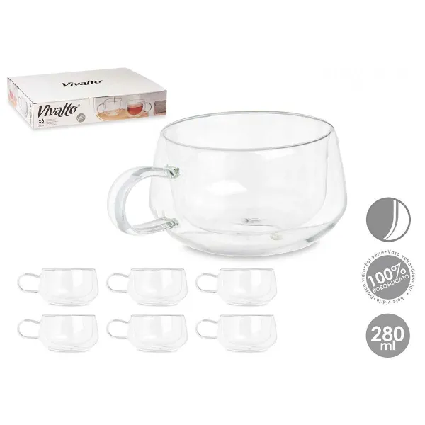 Чашка Vivalto Caurspīdīgs 280 ml (6 gb.)