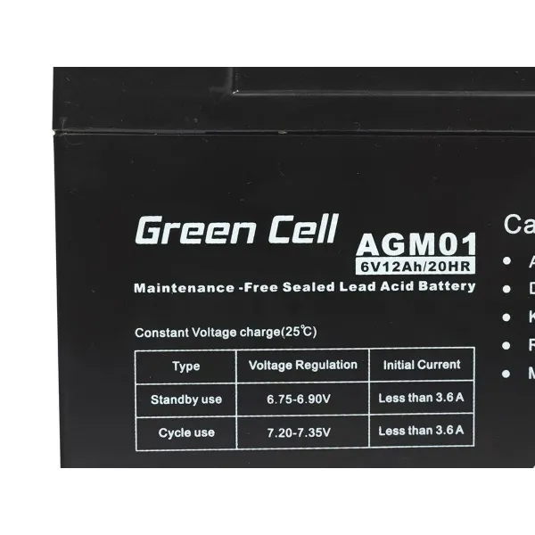Baterija Nepertraukiamo Maitinimo šaltinio Sistema UPS Green Cell AGM01 12 Ah