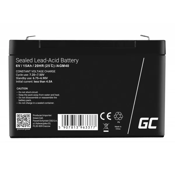 Baterija Nepertraukiamo Maitinimo šaltinio Sistema UPS Green Cell AGM40 14000 mAh 6 V