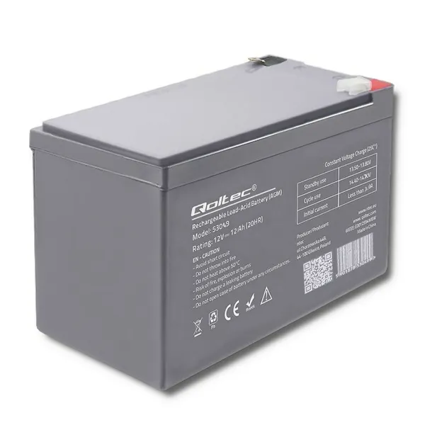 Baterija Nepertraukiamo Maitinimo šaltinio Sistema UPS Qoltec 53049 12 Ah 12 V