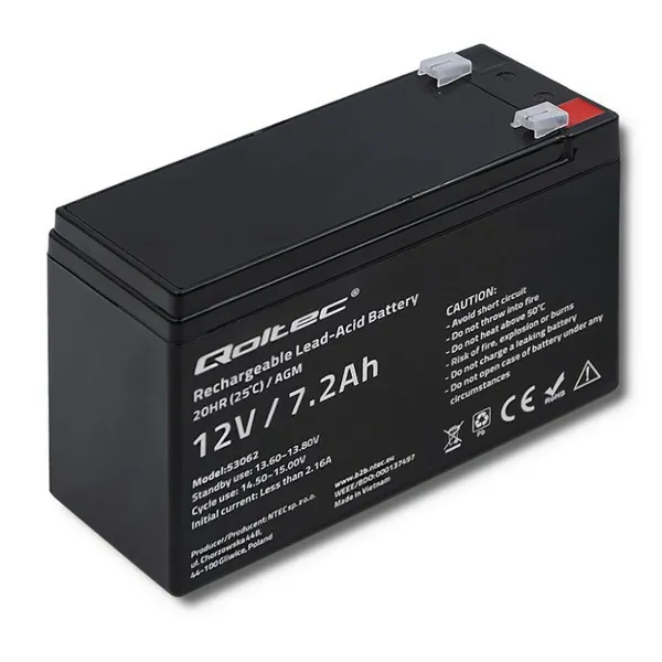 Аккумулятор для Система бесперебойного питания Qoltec 53062 7200 mAh 12 V