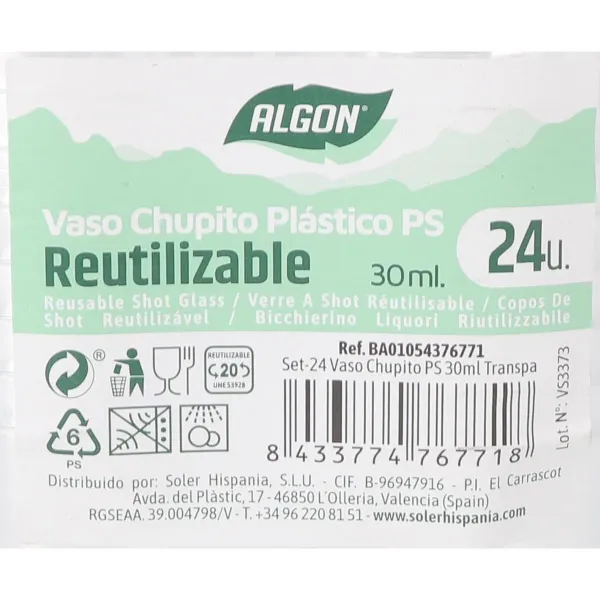 Stiklainis Algon Ø 4 cm 30 ml 24 Dalys (24 vnt.)