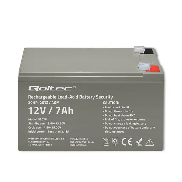Baterija Nepertraukiamo Maitinimo šaltinio Sistema UPS Qoltec 53076 7 Ah 12 V