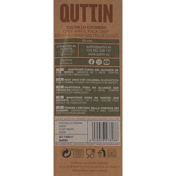 Kitchen Knife Quttin Terra 20 cm (24 Units)