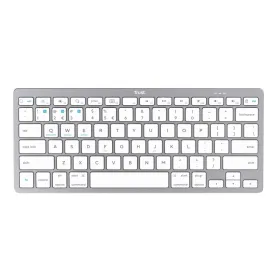 Juhtmevaba Klaviatuur Trust 24651 Qwerty US Hõbedane Mustvalge