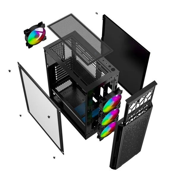 Блок полубашня ATX Galileo GEMBIRD CCC-FC-400X Чёрный Разноцветный