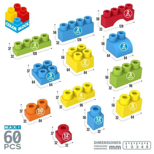 Statymo blokai Color Block 60 Dalys