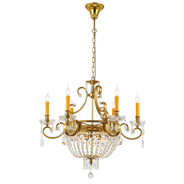 GEORGE CHANDELIER 9XE14 BRASS/CRYSTALS
