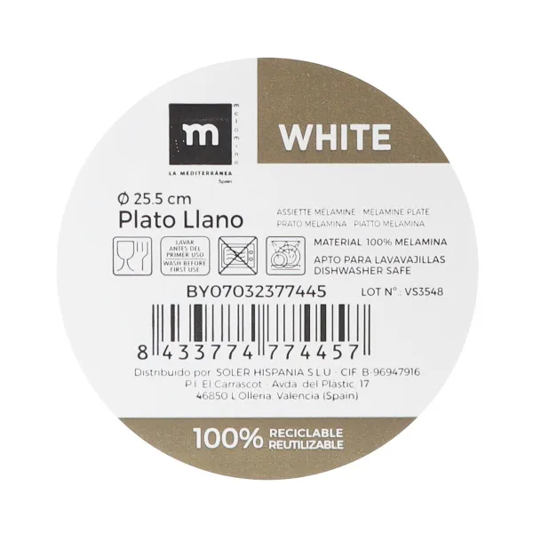 Flat Plate La Mediterránea 25,5 cm (24 Units)