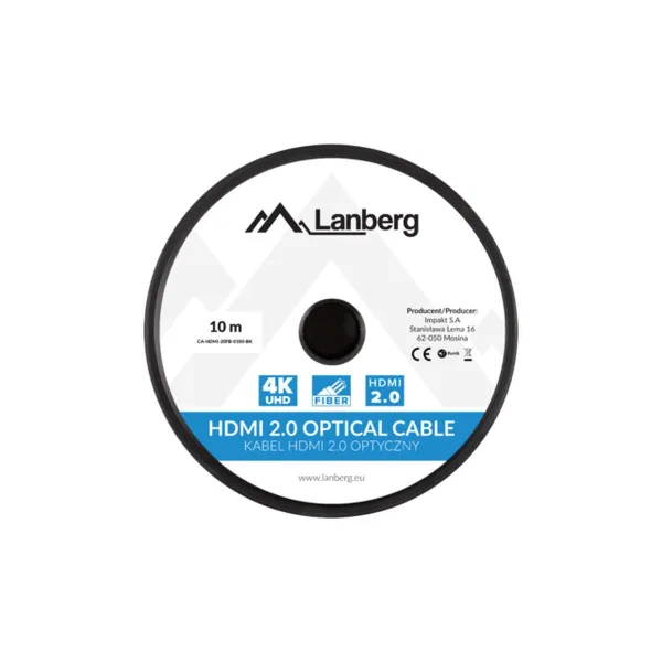 HDMI Kabelis Lanberg CA-HDMI-20FB-0100-BK Melns 10 m