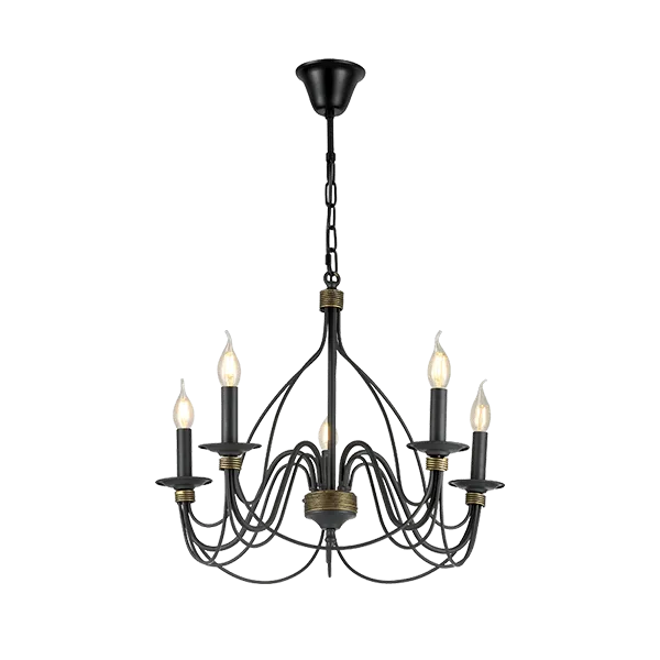MARIEL CHANDELIER 5XE14 D60XH46 GREY/GOLD