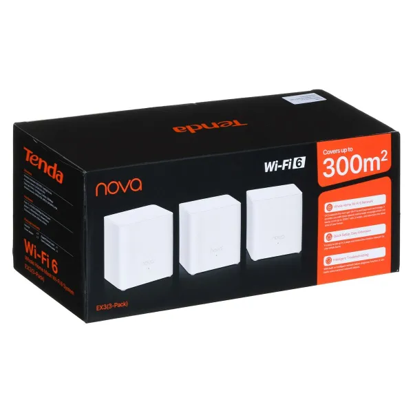 Maršrutizatorius Tenda EX3-3pack Balta RJ45 x 1 Wi-Fi 5 GHz Wi-Fi 6 GHz Wi-Fi 4