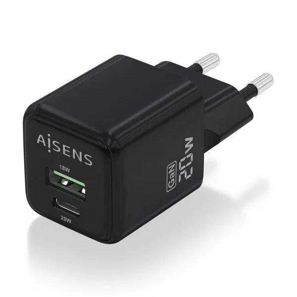 Sieninis įkroviklis Aisens ASCH-20W2P011-BK 20 W Juoda (1 vnt.)