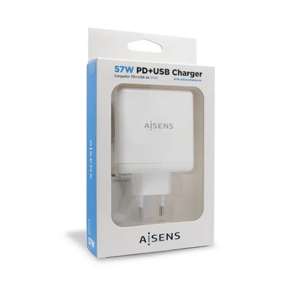 USB Seinalaadija Aisens PD 3.0 USB-C 57 W Valge