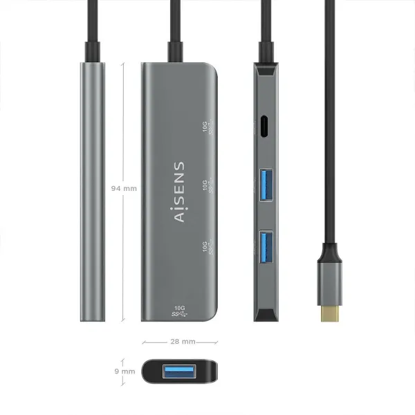 USB Centrmezgls Aisens A109-0764 Pelēks (1 gb.)
