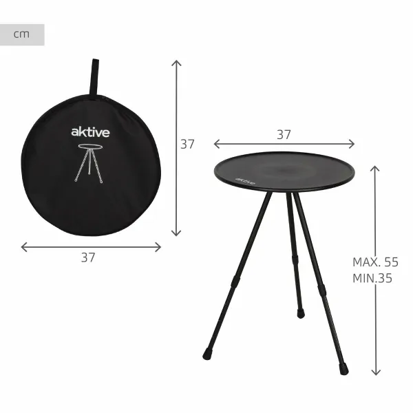 Folding Table Aktive Black 37 x 55 x 37 cm (4 Units)