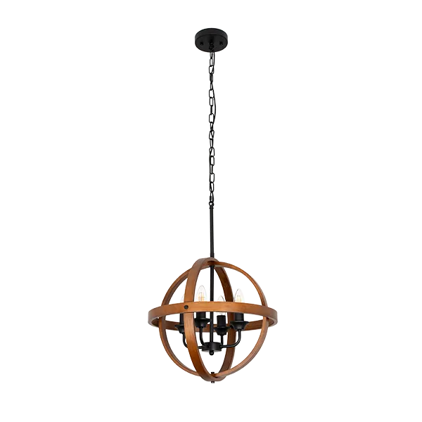 TINO PENDANT 4XE14 BLACK MATT/WOOD