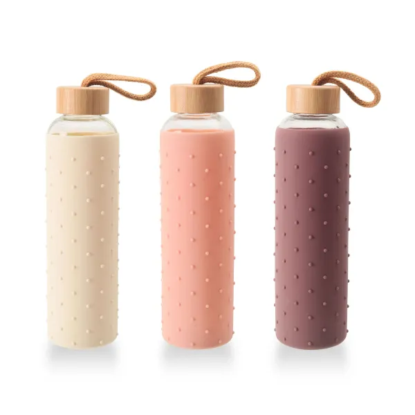 Water bottle Bewinner Glass Silicone 600 ml (24 Units)