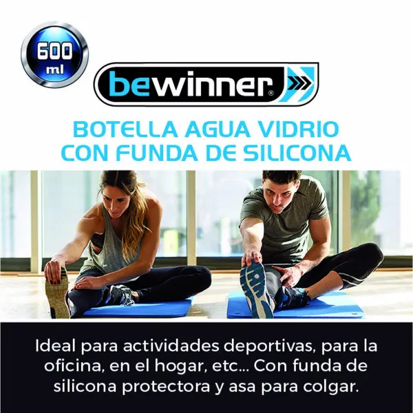Water bottle Bewinner Glass Silicone 600 ml (24 Units)