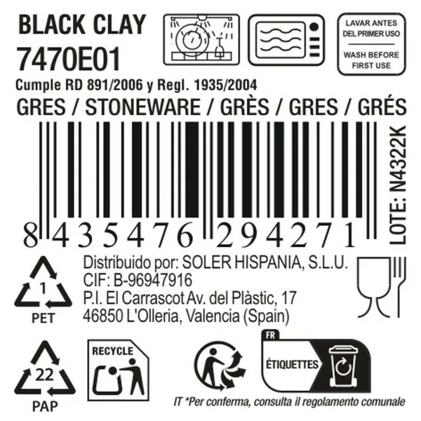 Deep Plate La Mediterránea Black clay